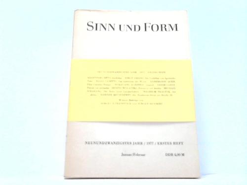 Akademie der Knste der DDR (Hrsg.) - Sinn und Form. Beitrge zur Literatur. 29. Jahr. 1. Heft