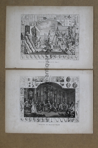 Hogarth, William (10. November 1697 in London - 26. Oktober 1764 ebenda) - 2 originale Kupferstiche: Analisis of Beauty Plate I und Plate II