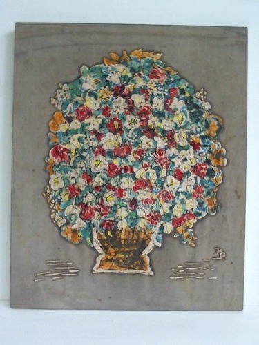 Stillleben - ppiger Blumenstrau in Vase - Originale Seidenmalerei