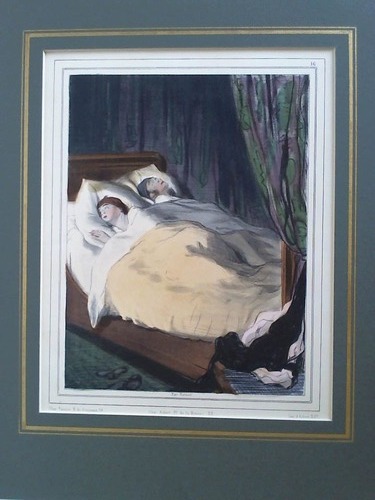 Gavarni, Paul (1804-1866) - Nocturne  deux nez. Deux tours  la clef. - Altcolorierte Lithographie