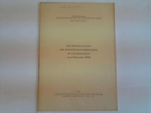 Personalstand der ffentlichen Verwaltung - Der Personalstand der ffentlichen Verwaltung in Niedersachsen am 2. September 1950