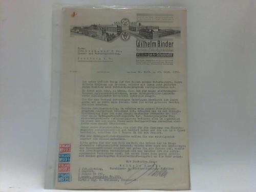 W. Binder Maschinen- u. Elektro-Apparate-Fabriken - Original Brief sowie 5 gleiche Prospekte fr entmagnetisier-Apparate