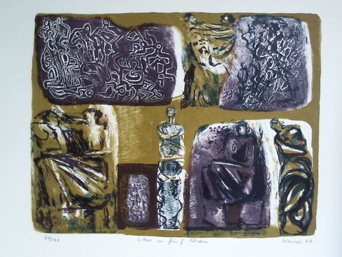 Weier, Mechtild - Litho in fnf Feldern - Farbige Lithographie