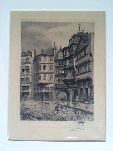 Quirin, Eberhard (1864 - 1951) - Stadtansicht bei Regen - Originalradierung