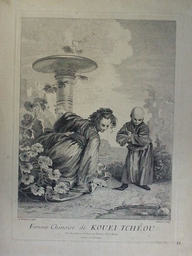 Aubert, Jean (1680 - 1741) - Femme Chinoise de Kouei Tchou - Holzstich, nach Antoine Watteau (1684-1721)