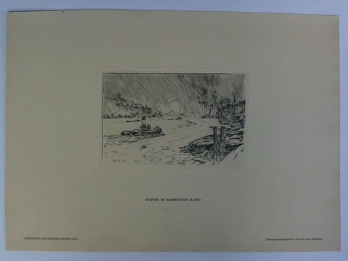 Hbner, Ulrich (1872, Berlin - 1932, Neubabelsberg) - Winter im Hamburger Hafen - Originalradierung
