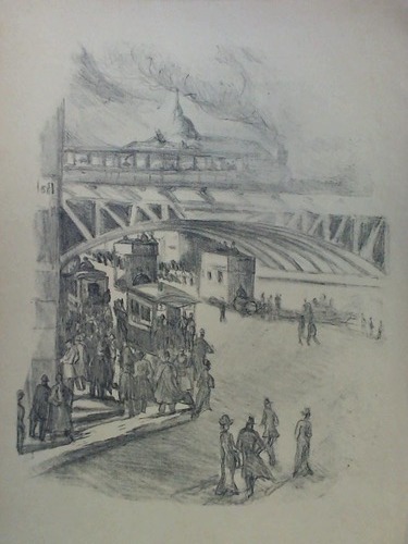 Grossmann, Rudolf (1882, Freiburg im Breisgau - 1941, ebenda) - Berliner Bilder II: Am Bahnhof Friedrichstrasse - Originallithographie