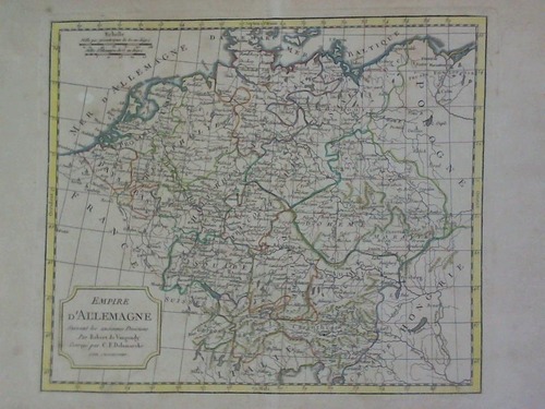 Vaugondy, Robert de (1688, Paris - 1766, ebenda) - Empire D'Allemagne. Suivant les anciennes Divisions - Teilcolorierte Karte im Kupferstich