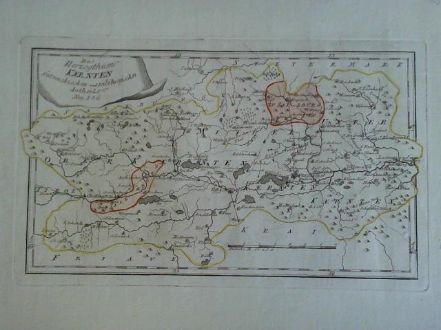 Reilly, Franz Johann Joseph von (1766 - 1820) - Das Herzogthum Kaernten streichischen und salzburgischen Antheils, Nro. 136 - Teilcolorierte Karte im Kupferstich