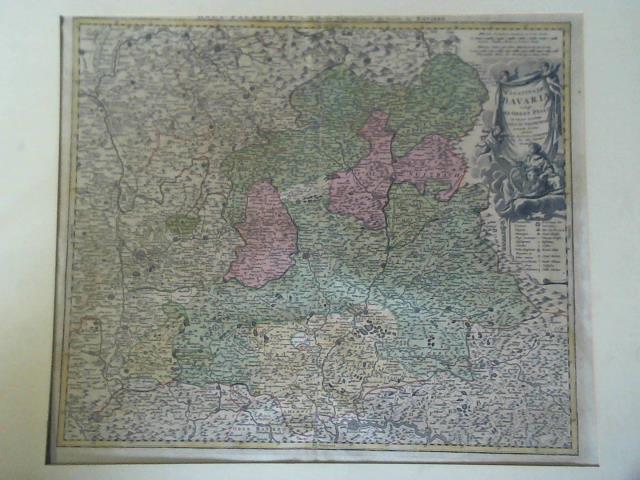 Homann, Johann Baptist (1664 - 1724) - Palatinatus Bavariae vulgo Die Obere Pfaltz in omnes ejusdem Status Et Praefecturas accurate divisus Auctore Ioh. Baptista Homanno Sac. Caes. Maj. Geographo. Noribe - Teilcolorierte Karte im Kupferstich