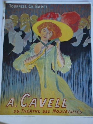 (Theaterplakat) - Tournes Ch. Baret. A. Cavell du Thatre des Nouveauts - Plakat im Kunstdruck, nach einer Farblithographie, Anonym, Paris 1898
