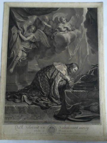 Edelinck, Grard (1640 - 1707) / Le Brun, Charles (1619 - 1690) - Qu'Il Slevoit en S'abaissant ainsy - Kupferstich von Edelinck nach Le Brun