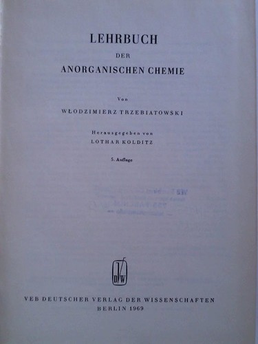 Trzebiatowski, Wlodzimierz - Lehrbuch der anorganischen Chemie