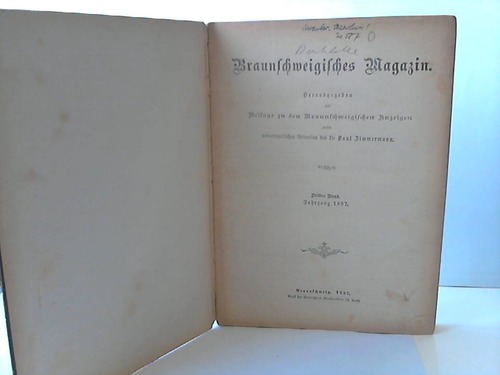 Braunschweig - Zimmermann, Paul - Braunschweigisches Magazin. 3. Band