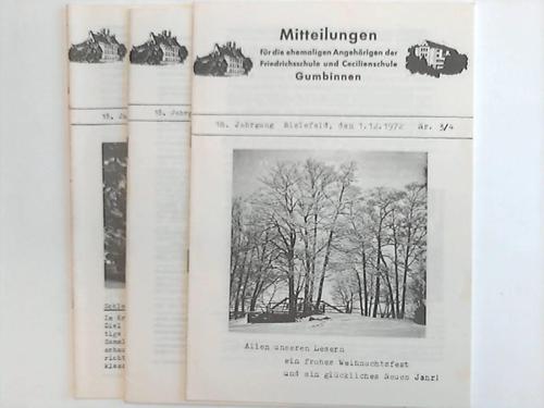 Gumbinnen - Mitteilungen fr die ehemaligen Angehrigen Friedrichsschule und Cecilienschule Gumbinnen. 18. Jahrgang. Nr. 1  - 4. 3 Hefte