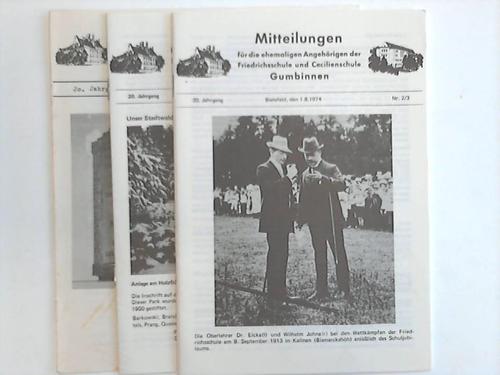 Gumbinnen - Mitteilungen fr die ehemaligen Angehrigen Friedrichsschule und Cecilienschule Gumbinnen. 20. Jahrgang. Nr. 1  - 4. 3 Hefte