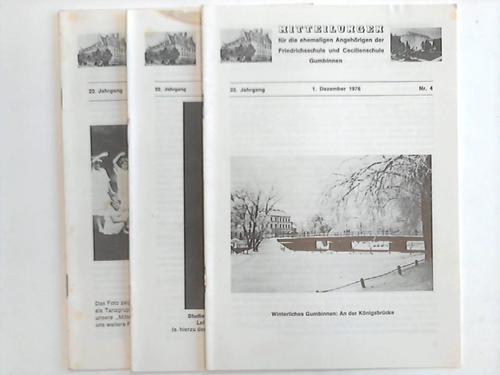 Gumbinnen - Mitteilungen fr die ehemaligen Angehrigen Friedrichsschule und Cecilienschule Gumbinnen. 22. Jahrgang. Nr. 1  - 4. 3 Hefte