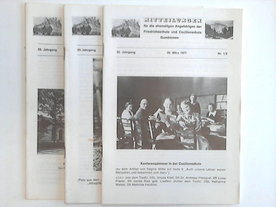 Gumbinnen - Mitteilungen fr die ehemaligen Angehrigen Friedrichsschule und Cecilienschule Gumbinnen. 23. Jahrgang. Nr. 1  - 4. 3 Hefte