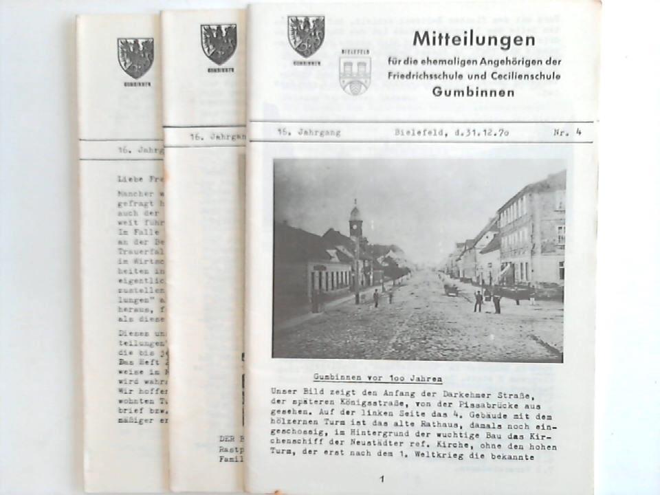 Gumbinnen - Mitteilungen fr die ehemaligen Angehrigen Friedrichsschule und Cecilienschule Gumbinnen. 16. Jahrgang. Nr. 1, 2 und 4. 3 Hefte
