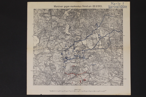 Erster Weltkrieg - Manver gegen markierten Feind am 22. 9. 1913 - 3 Lagekarten