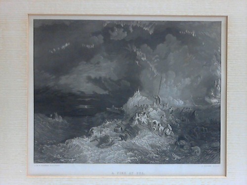 Cousen, John (1804 Bradford in Yorkshire - 1880 South Norwood) - A fire at sea - Stahlstich, gezeichnet von J. M. W. Turner