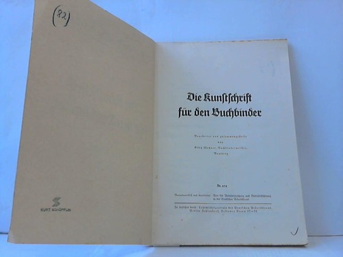 Metzner, Grg - Die Kunstschrift fr den Buchbinder