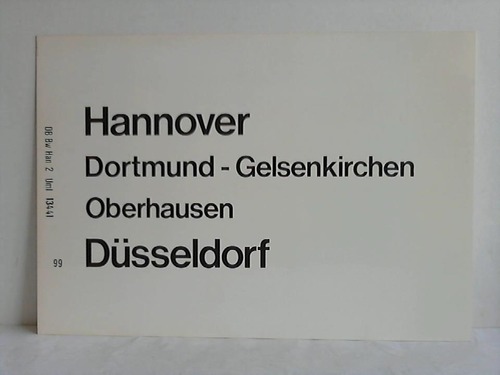 Deutsche Bundesbahn - Zuglaufschild - Hannover, Dortmund - Gelsenkirchen, Oberhausen, Dsseldorf / Kln, Wuppertal - Hamm, Mnster - Bremen, Hamburg