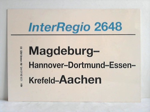 Deutsche Bundesbahn - Zuglaufschild - InterRegio 2648 / 2649