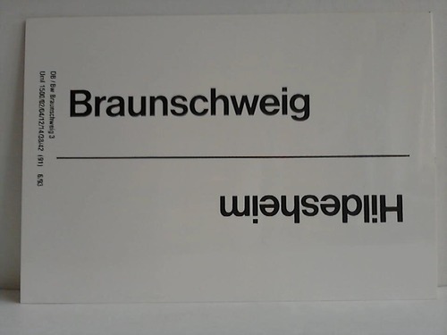 Deutsche Bundesbahn - Zuglaufschild - Braunschweig - Hildesheim / Helmstedt - Hannover