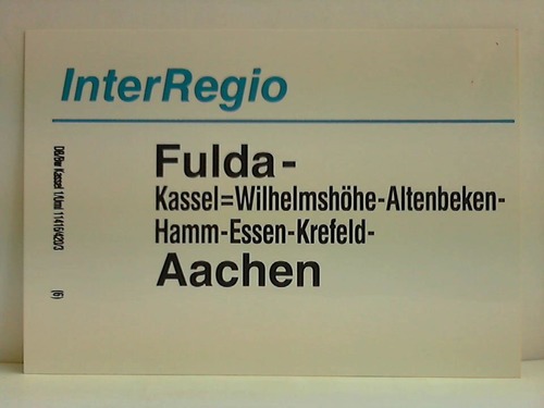 Deutsche Bundesbahn - Zuglaufschild - InterRegio