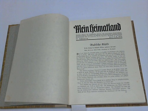 Baden - Busse, Hermann Eris - Mein Heimatland. Badische Bltter fr Volkskunde, Heimat- und Naturschutz, Denkmalpflege, Familienforschung und Kunst