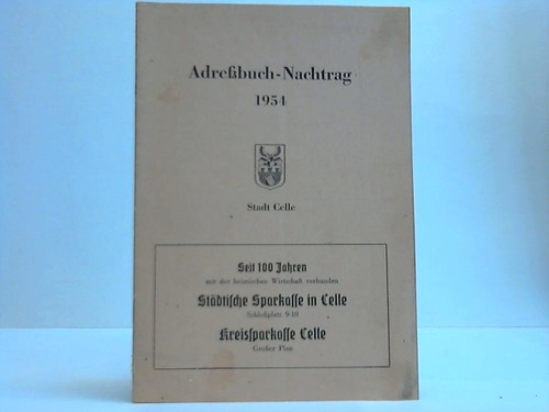 Celle - Adrebuch-Nachtrag 1954. Stadt Celle