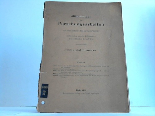 Ingenieure, Verein deutscher (Hrsg.) - Mitteilungen ber Forschungsarbeiten auf dem Gebiete des Ingenieurwesens