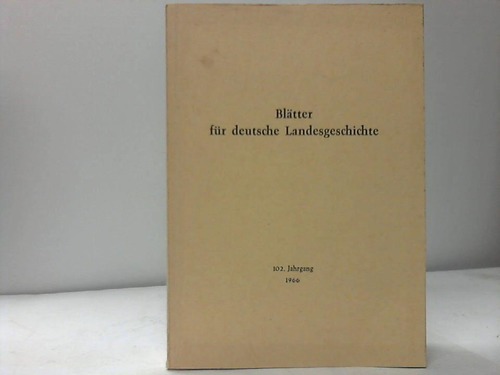 Renkhoff, Otto (Hrsg.) - Bltter fr deutsche Landesgeschichte. Neue Folge des Korrespondenzblattes