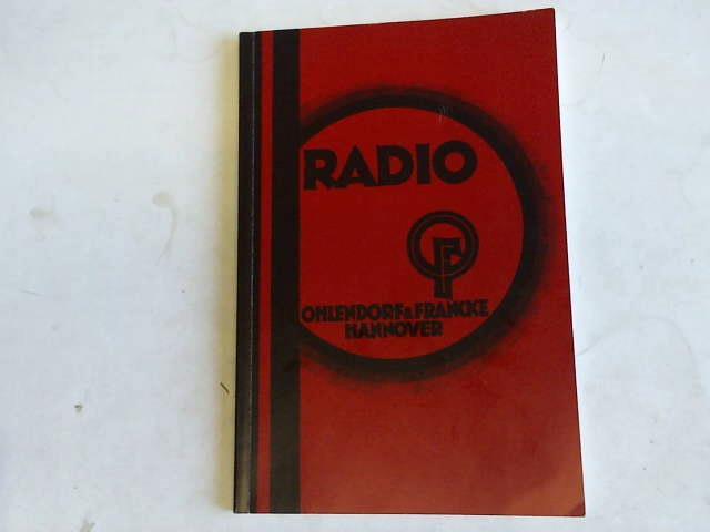 Ohlendorf & Francke, Hannover - Nachtrags-Katalog zum Radio-Hauptkatalog Nr. 8