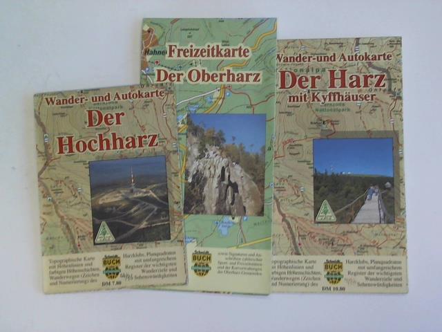 Wander- und Autokarte/ Freizeitkarte - Der Hochharz/ Der Oberharz/ Der Harz mit Kyffhuser. 3 Karten