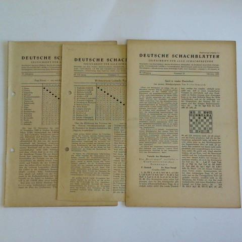 Deutsche Schachbltter - Zeitschrift fr alle Schachfreunde bearbeitet von Kurt Richter - 36. Jahrgang Nummer 1, 2 und 10. Zusammen 3 Hefte