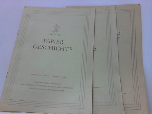 Verein der Zellstoff- und Papier-Chemiker (Hrsg.) - Jahrgang 8, Heft 5, November 1958/Jahrgang 9, Heft 2, April 1959/Jahrgang 8, Heft 4, September 1958. 3 Hefte