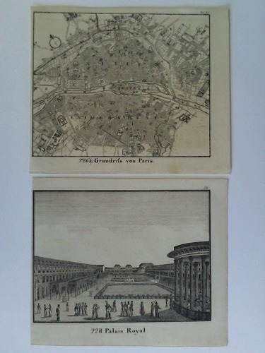 Paris - Grundriss von Paris / Palais Royal - 2 lithographische Tafeln