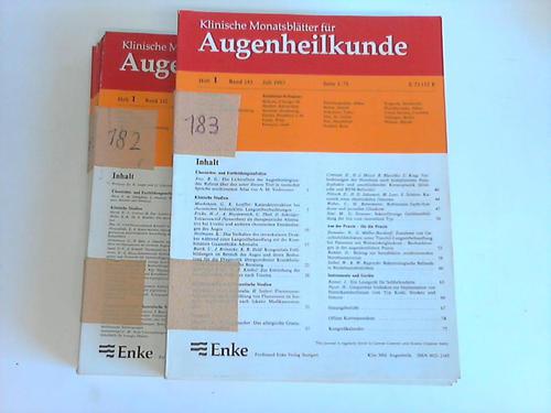 Klinische Monatsbltter fr Augenheilkunde - Jahrgang 1983. Band 182 und 183. Jeweils Heft 1 bis 6. Zusammen 12 Hefte