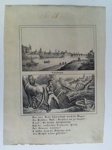 Chalons - Hafenansicht von Chalons - Lithographie von Ad. Ghde, Lbau