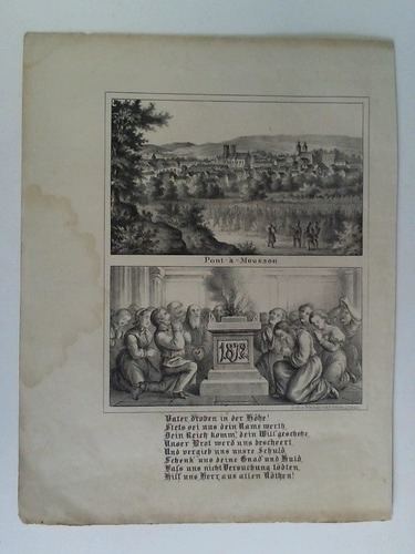 Pont--Mousson (Lothringen) - Gesamtansicht von Pont--Mousson - Lithographie von Ad. Ghde, Lbau