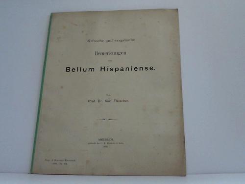 Fleischer, Kurt - Kritische und exegetische Bemerkungen zum Bellum Hispaniense