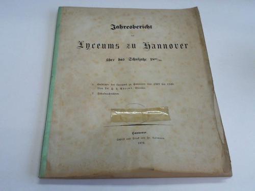 Ahrens, H. L. - Jahresbericht der Lyceums zu Hannover ber das Schuljahr 1869/70