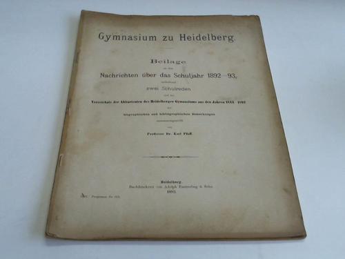 Pfaff, Karl - Gymnasium zu Heidelberg. Beilage zu den Nachrichten ber das Schuljahr 1892-93