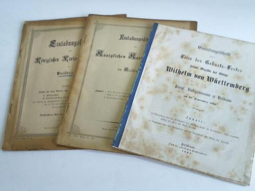 (Heilbronn - Knigliches Karls Gymnasium) - Einladungsschriften von 1861-1894. 3 Hefte