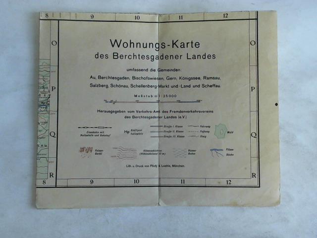 Verkehrsamt des Fremdenverkehrsvereins des Bertesgardener Landes e.V. - Wohnungs-Karte des Bertesgardener Landes umfassend die Gemeinden: Au, Bertesgarden, Bischofswiesen, Gern, Knigssee, Ramsau, Salzberg, Schnau, Schellenberg-Markt und -Land und Scheffau
