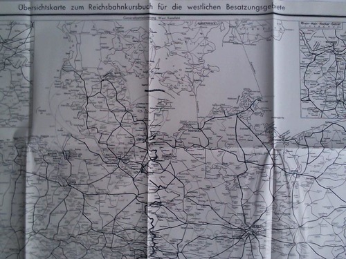 (Eisenbahn) - bersichtskarte zum Reichsbahnkursbuch fr die westlichen Besatzungsgebiete