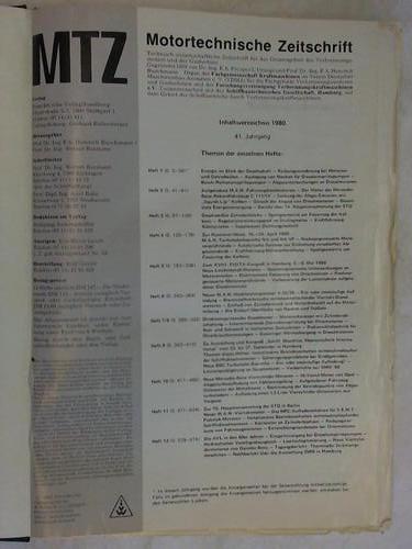 Motortechnische Zeitschrift - MTZ. Technisch-wissenschaftliche Zeitschrift fr das Gesamtgebiet des Verbrennungsmotors und der Gasturbine - 41. Jahrgang. Organ der Fachgemeinschaft Kraftmaschienen um Verein Deutscher Maschinenbau-Anstalten e. V. (VDMA) fr die Fachgebiete Verbrennungsmotoren und Gasturbinen und der Forschungsvereinigung Verbrennungskraftmaschinen e. V. 12 Hefte in einem Band