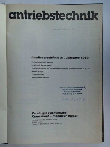 Antriebstechnik - 21. Jahrgang 1982